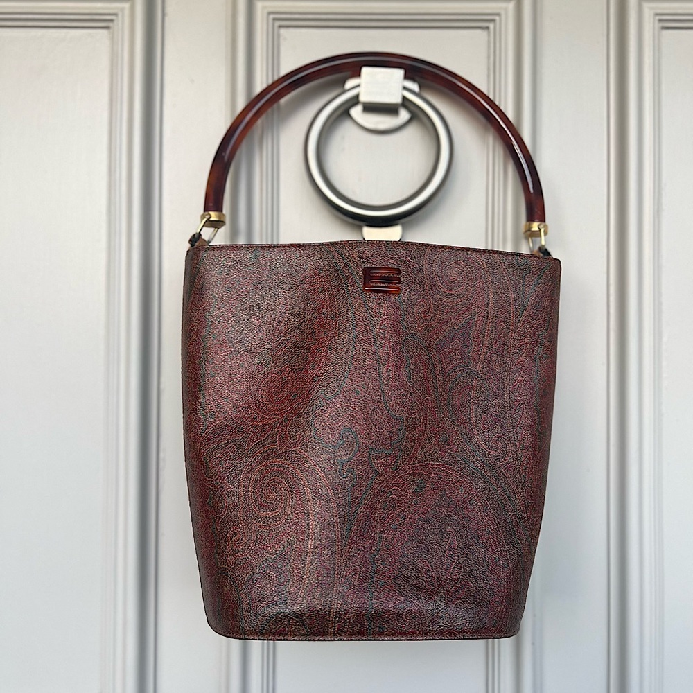 Etro Paisley Leather Bucket Handbag